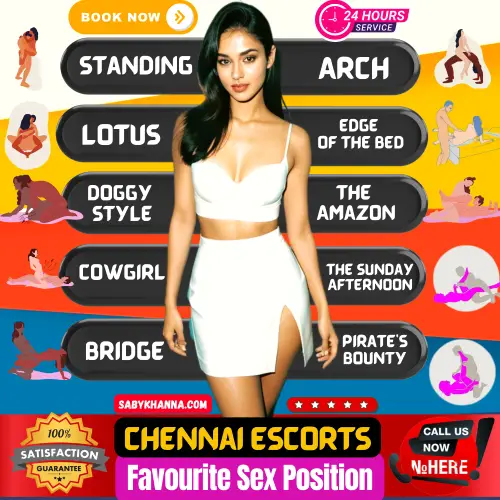 Chennai Escorts Clients Favourite Sex Position based on the client testimoney. Liste in the banner Sex Position, Standing, Arch, Lotus, Edge  of the Bed, Doggy Style, The Amazon, Cowgirl, The Sunday Afternoon, Bridge, Pirate's Bounty.